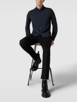 Cinque Regular Fit Freizeithemd Mit Strukturmuster - Marineblau