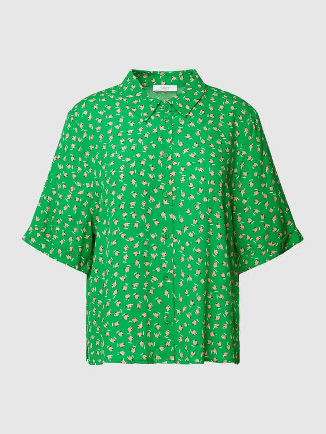 Jake*s Casual Hemdbluse Mit Allover-Muster Aus Reiner Viskose - Apfelgrün 3 Jake*s Casual Hemdbluse Mit Allover-Muster Aus Reiner Viskose - Apfelgrün