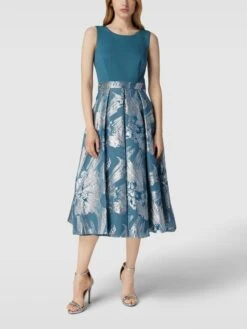 Swing Cocktailkleid Mit Effektgarn - Bleu