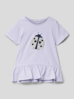 Tom Tailor T-Shirt Mit Paillettenbesatz - Flieder