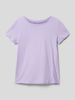 Only T-Shirt Mit Geripptem Rundhalsausschnitt Modell 'STELLA' - Flieder