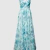 V.M. Abendkleid Mit Floralem Muster - Hellblau