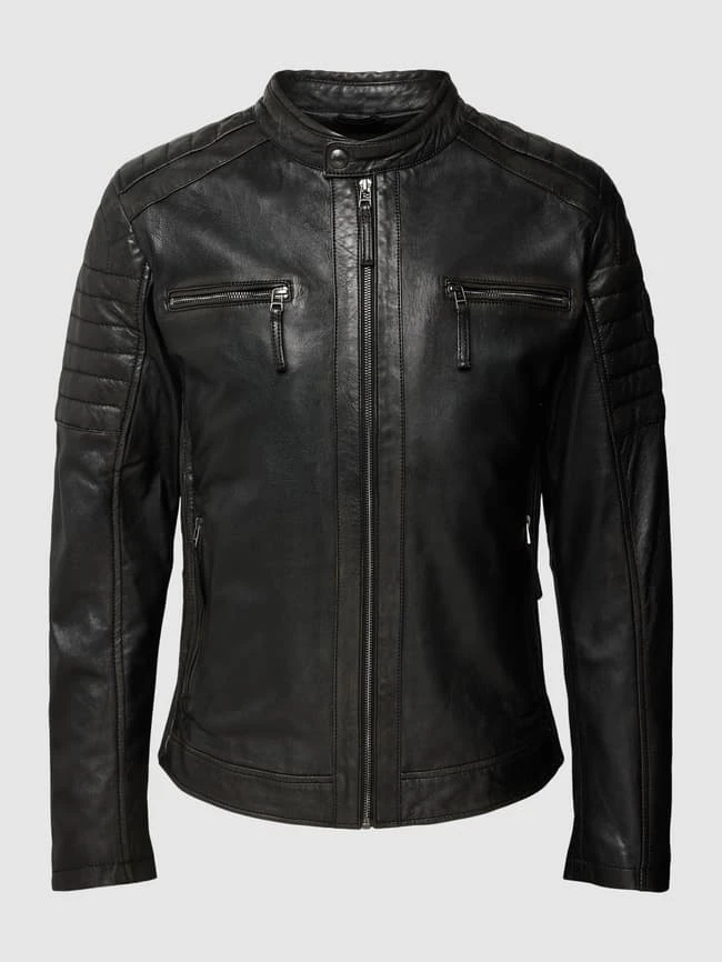 BULL & BERRY Lederjacke Mit Steppnähten - Schwarz 4 BULL & BERRY Lederjacke Mit Steppnähten - Schwarz – Bild 2