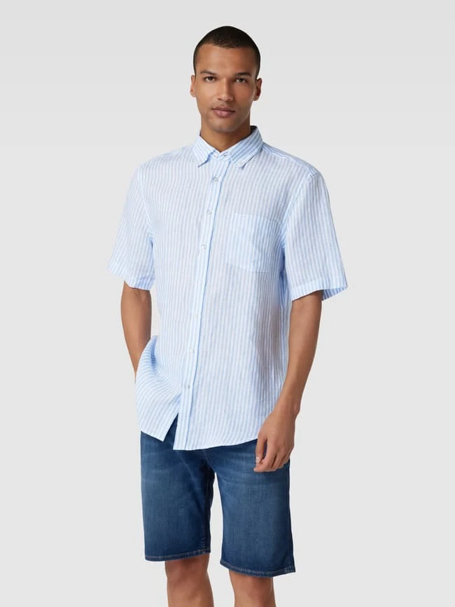 Christian Berg Men Freizeithemd Aus Leinen Mit Brusttasche - Bleu 6 Christian Berg Men Freizeithemd Aus Leinen Mit Brusttasche - Bleu – Bild 4