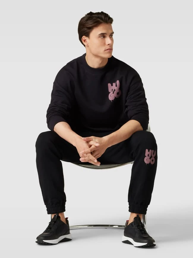 HUGO Sweatshirt Mit Label-Print Modell 'Daraz' - Schwarz 3 HUGO Sweatshirt Mit Label-Print Modell 'Daraz' - Schwarz