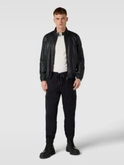 Emporio Armani Bikerjacke Mit Strukturmuster - Schwarz