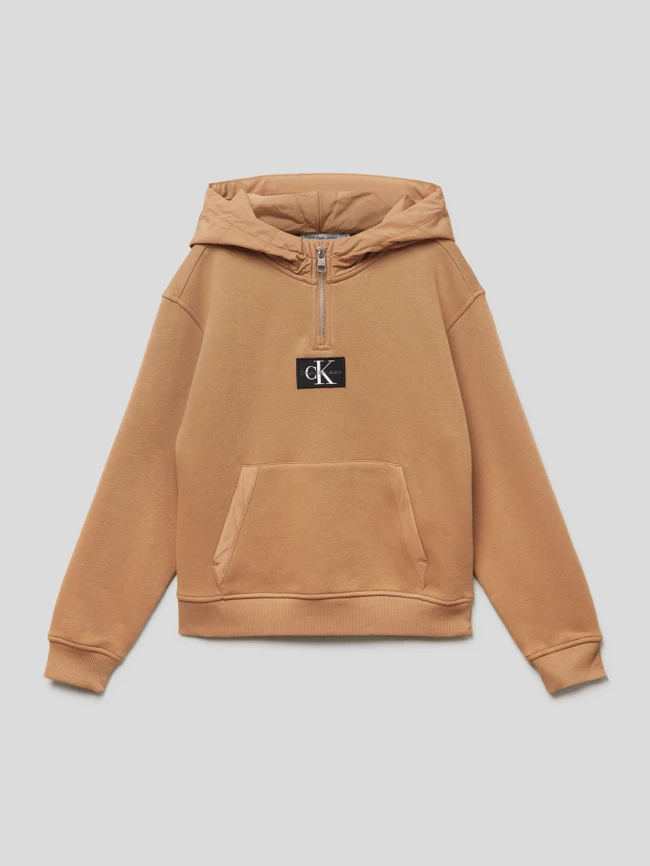 Calvin Klein Jeans Hoodie Mit Label-Detail Modell 'QUILTED MIX MEDIA' - Camel 3 Calvin Klein Jeans Hoodie Mit Label-Detail Modell 'QUILTED MIX MEDIA' - Camel