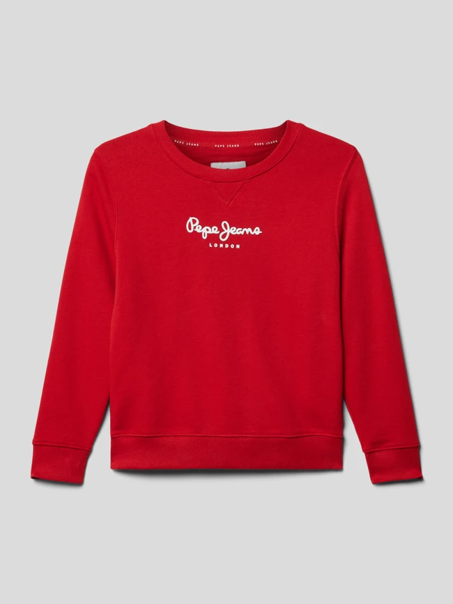 Pepe Jeans Sweatshirt Mit Label-Print Modell 'EDDIE' - Rot 3 Pepe Jeans Sweatshirt Mit Label-Print Modell 'EDDIE' - Rot