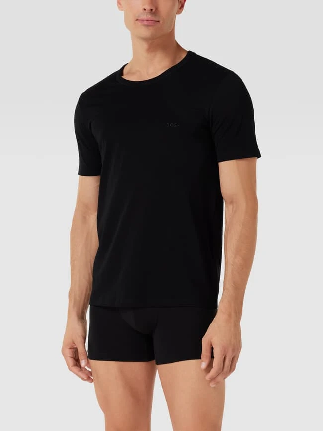 BOSS T-Shirt Mit Label-Stitching Im 3er-Pack Modell 'Classic' - Schwarz 3 BOSS T-Shirt Mit Label-Stitching Im 3er-Pack Modell 'Classic' - Schwarz