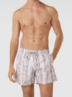 CARLO COLUCCI Badehose Mit Allover-Muster Modell 'Knit Print' - Beige