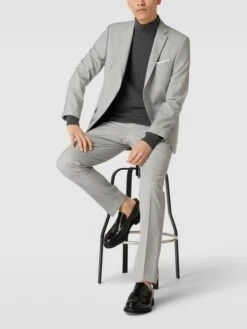 HECHTER PARIS 2-Knopf-Sakko Mit Allover-Muster - Hellgrau