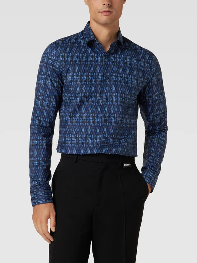 OLYMP No. Six Business-Hemd Mit Allover-Muster - Marineblau 6 OLYMP No. Six Business-Hemd Mit Allover-Muster - Marineblau – Bild 4