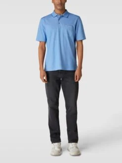 Christian Berg Men Poloshirt Mit Kurzer Knopfleiste Und Logo-Stickerei - Blau