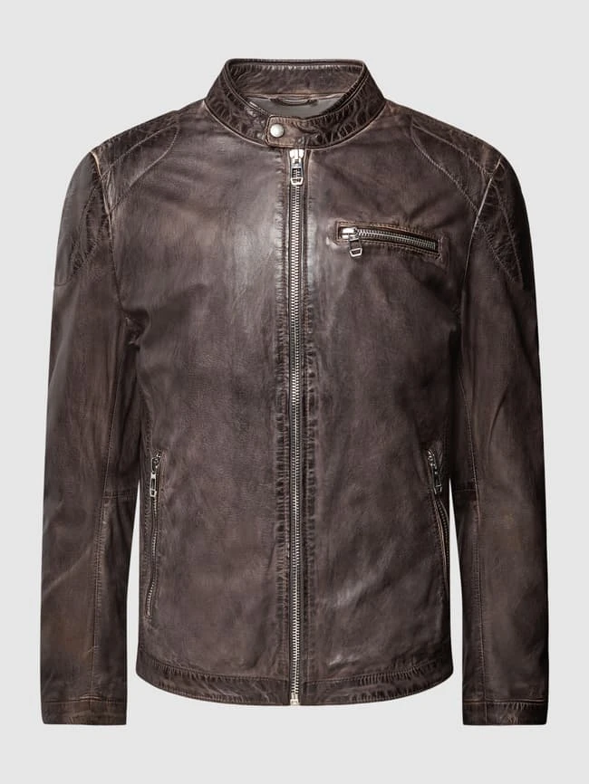Milestone Lederjacke Mit Stehkragen Modell 'Emilio' - Dunkelbraun 4 Milestone Lederjacke Mit Stehkragen Modell 'Emilio' - Dunkelbraun – Bild 2
