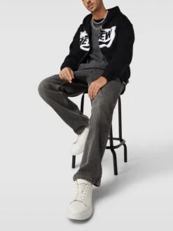 REVIEW Sweatjacke Mit Label-Print - Schwarz