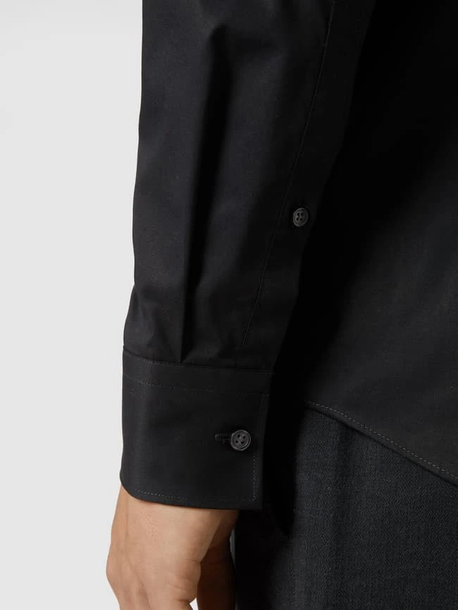 Jake*s Slim Fit Business-Hemd Aus Popeline - Schwarz 5 Jake*s Slim Fit Business-Hemd Aus Popeline - Schwarz – Bild 3