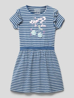 Staccato Kurzärmliges Kleid Mit Streifenmuster - Blau