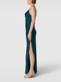 Unique Abendkleid In Satin-Optik - Petrol