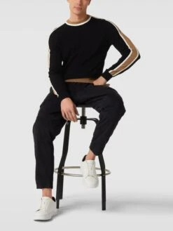 BOSS Strickpullover Mit Rundhalsausschnitt Modell 'Gabbano' - Weiß