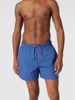 MCNEAL Badehose Mit Label-Stitching Modell 'Gregory' - Rauchblau