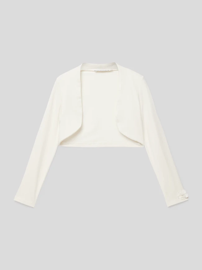 Weise Bolero Mit Floralem Detail - Ecru 3 Weise Bolero Mit Floralem Detail - Ecru