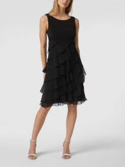Swing Cocktailkleid Aus Chiffon Im Stufen-Look - Schwarz