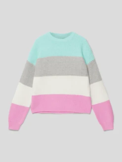 Only Strickpullover Mit Blockstreifen Modell 'SANDY' - Helltürkis