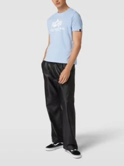Alpha Industries T-Shirt Mit Label-Print Modell 'BASIC' - Hellblau