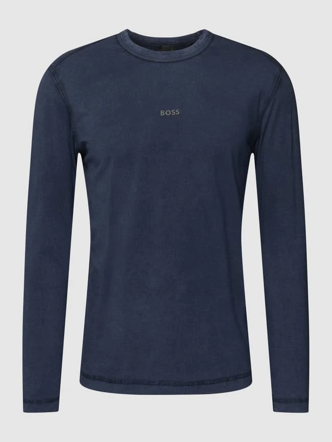 BOSS Orange Longsleeve Mit Label-Print - Marineblau Meliert 4 BOSS Orange Longsleeve Mit Label-Print - Marineblau Meliert – Bild 2