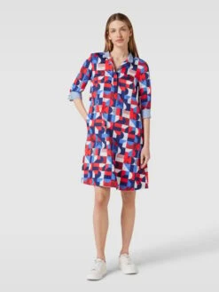 Christian Berg Woman Knielanges Hemdblusenkleid Aus Baumwolle Mit Allover-Print - Dunkelblau