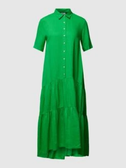 Emily Van Den Bergh Hemdblusenkleid Aus Leinen Mit Kentkragen - Grün