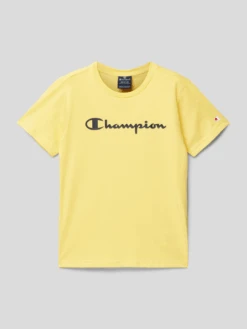 CHAMPION T-Shirt Mit Label-Print - Gelb