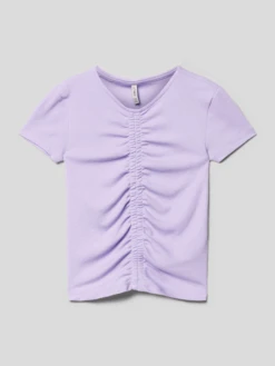 Only T-Shirt In Ripp-Optik - Flieder