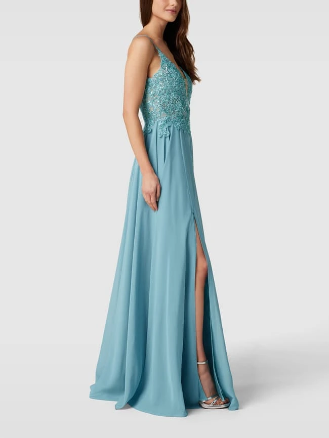 Luxuar Abendkleid Mit Zierbesatz - Bleu 3 Luxuar Abendkleid Mit Zierbesatz - Bleu