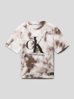 Calvin Klein Jeans T-Shirt Mit Label-Print - Ecru