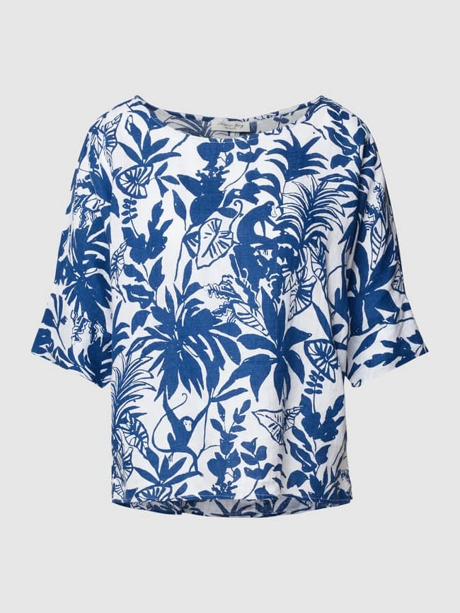 Christian Berg Woman Blusenshirt Aus Leinen Mit Allover-Motiv-Print - Marineblau 4 Christian Berg Woman Blusenshirt Aus Leinen Mit Allover-Motiv-Print - Marineblau – Bild 2