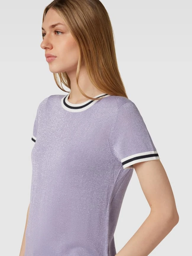 Jake*s Collection Strickshirt Mit Abschlüssen Mit Kontraststreifen - Lila 5 Jake*s Collection Strickshirt Mit Abschlüssen Mit Kontraststreifen - Lila – Bild 3