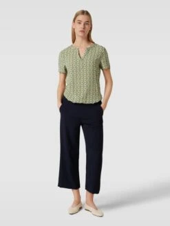 Montego Blusenshirt Aus Reiner Viskose Mit V-Ausschnitt - Gras Grün