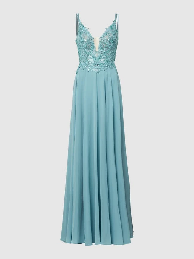 Luxuar Abendkleid Mit Zierbesatz - Bleu 4 Luxuar Abendkleid Mit Zierbesatz - Bleu – Bild 2