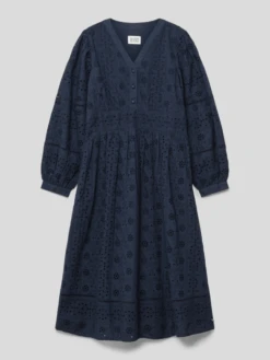 Scotch & Soda Kleid Mit Floralen Lochstickereien - Marineblau