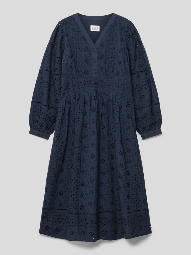 Scotch & Soda Kleid Mit Floralen Lochstickereien - Marineblau 3 Scotch & Soda Kleid Mit Floralen Lochstickereien - Marineblau