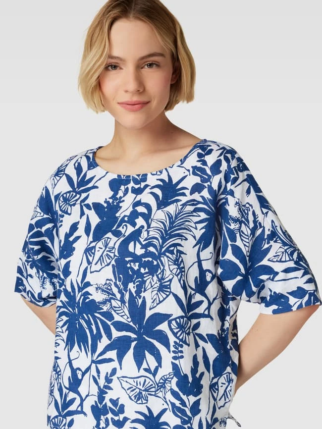 Christian Berg Woman Blusenshirt Aus Leinen Mit Allover-Motiv-Print - Marineblau 5 Christian Berg Woman Blusenshirt Aus Leinen Mit Allover-Motiv-Print - Marineblau – Bild 3