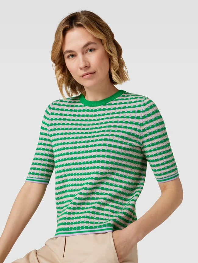 Jake*s Collection T-Shirt Aus Viskose-Mix Mit Allover-Muster - Apfelgrün 5 Jake*s Collection T-Shirt Aus Viskose-Mix Mit Allover-Muster - Apfelgrün – Bild 3