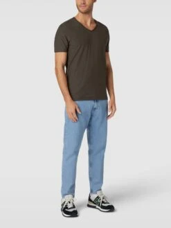 MCNEAL T-Shirt Mit Geripptem Rundhalsausschnitt - Dunkelbraun