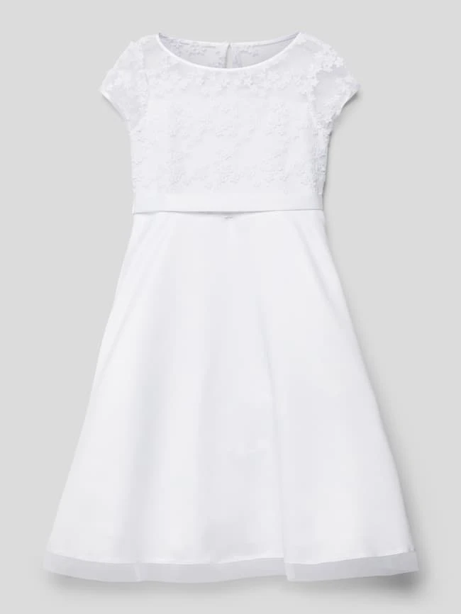 Weise Kommunionskleid Mit Spitzenbesatz - Weiß 3 Weise Kommunionskleid Mit Spitzenbesatz - Weiß