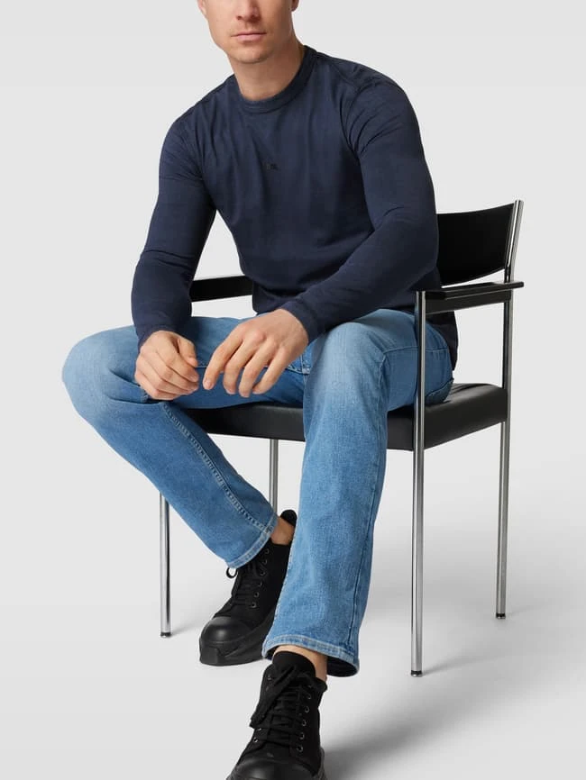 BOSS Orange Longsleeve Mit Label-Print - Marineblau Meliert 5 BOSS Orange Longsleeve Mit Label-Print - Marineblau Meliert – Bild 3