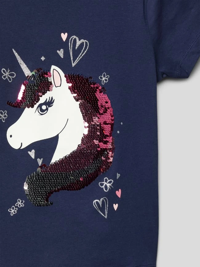 Blue Seven T-Shirt Mit Wendepailletten - Blau 4 Blue Seven T-Shirt Mit Wendepailletten - Blau – Bild 2