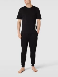 HUGO Relaxed Fit T-Shirt Mit Label-Print - Schwarz
