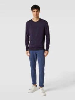 HUGO Longsleeve Mit Geripptem Rundhalsausschnitt Modell 'Cesar' - Purple