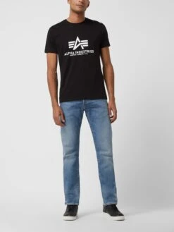 Alpha Industries T-Shirt Mit Label-Print Modell 'BASIC' - Schwarz